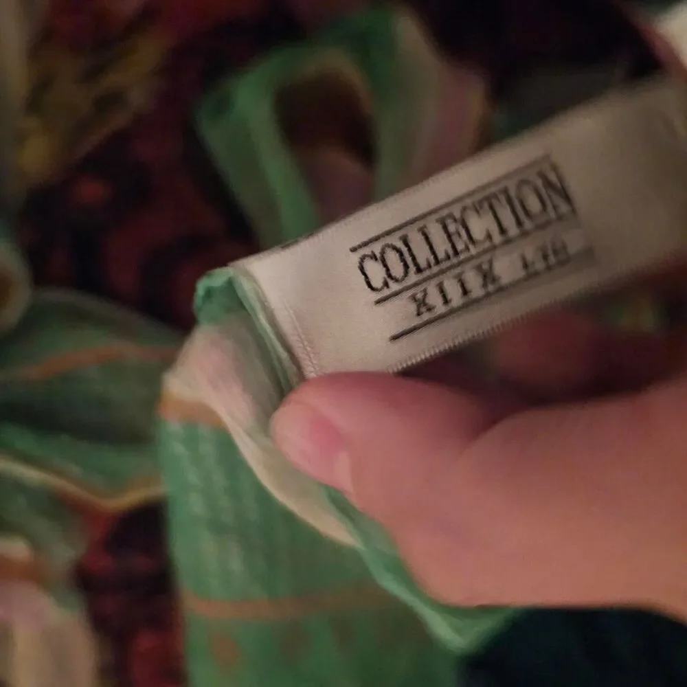 vintage y2k 2000s silk green patterned scarf